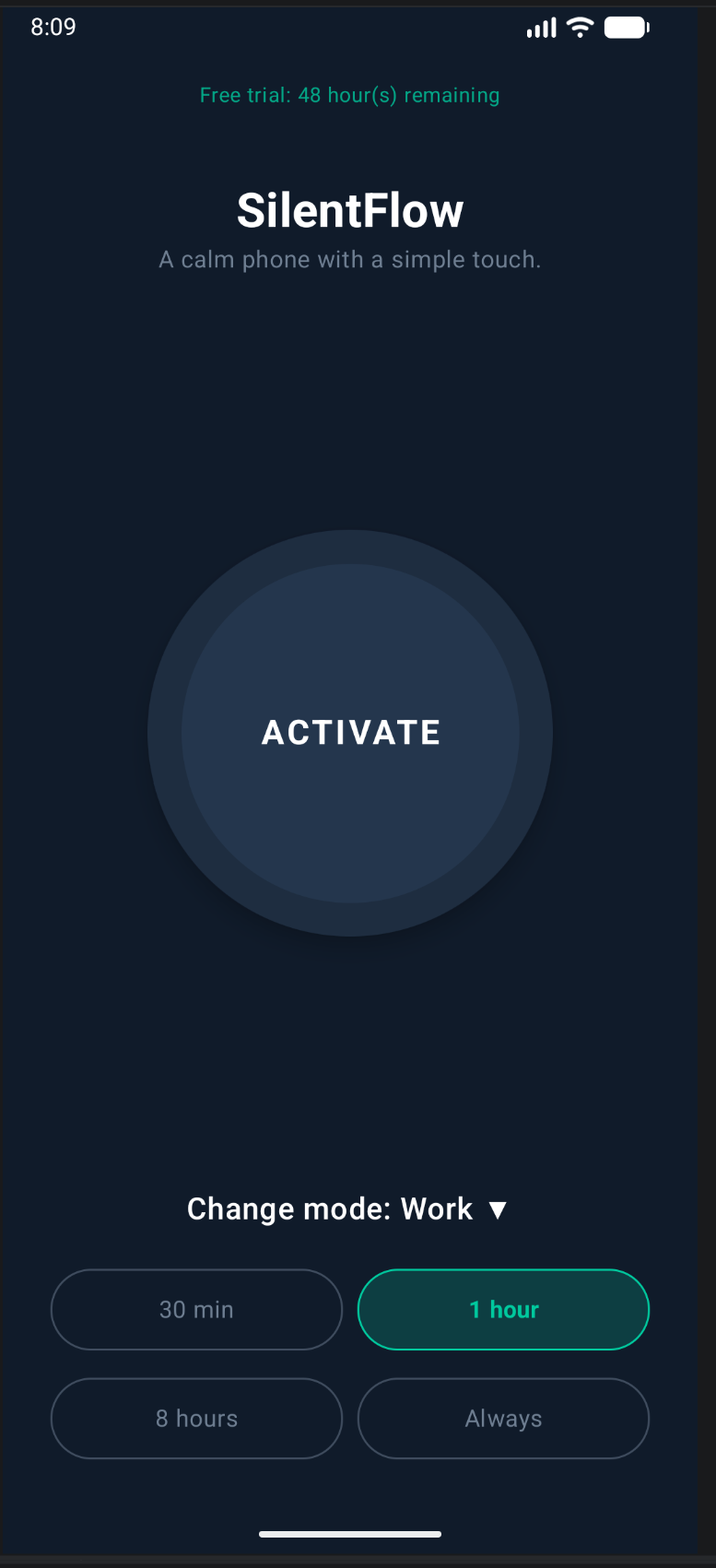 SilentFlow Android App Interface